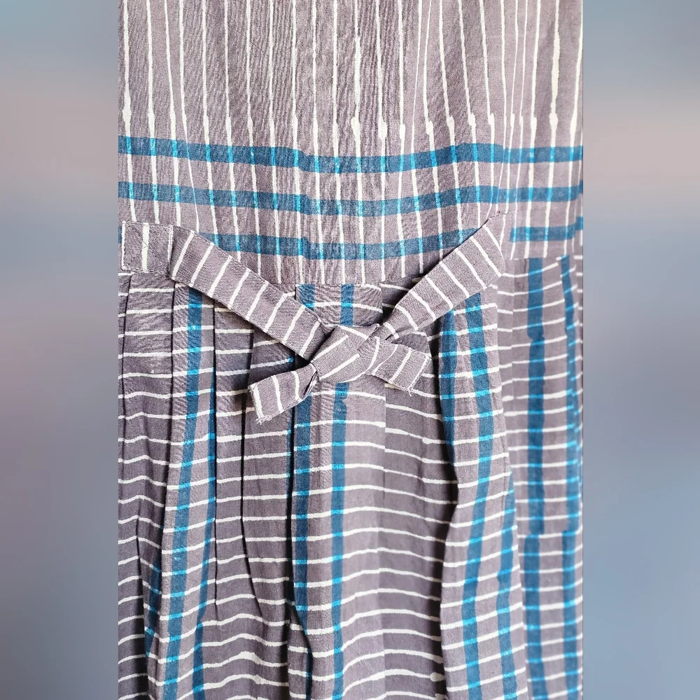 Marketplace Handwork Of India Indigo Striped Embroidered Cotton Maxi Dress - Picture 6 of 8